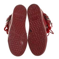 Giuseppe Zanotti Red Leather Chain Detail High Top Sneakers Size 40