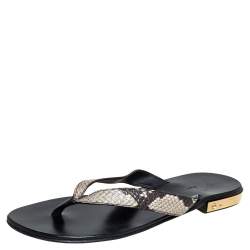 Giuseppe Zanotti Beige/Brown Snakeskin Embossed Leather Slide Sandals Size 43