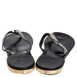 Giuseppe Zanotti Beige/Brown Snakeskin Embossed Leather Slide Sandals Size 43