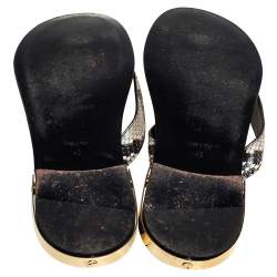 Giuseppe Zanotti Beige/Brown Snakeskin Embossed Leather Slide Sandals Size 43