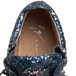 Pre Owned Giuseppe Zanotti Blue Glitter Kriss High Top Sneakers Size 40