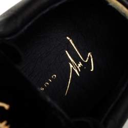 Pre Owned Giuseppe Zanotti Black Velvet And Patent Leather High Top Sneakers Size 40