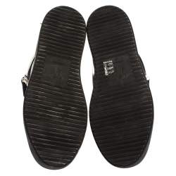 Pre Owned Giuseppe Zanotti Black/Silver Suede and Patent Leather Studded Jimbo Mid Top Sneakers Size 40