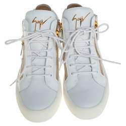 Giuseppe Zanotti White Leather And Patent Leather High Top Sneakers Size 40