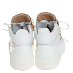 Giuseppe Zanotti White Leather And Patent Leather High Top Sneakers Size 40