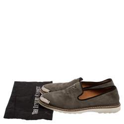 Pre Owned Giuseppe Zanotti Grey Suede Slip On Sneakers Size 43.5