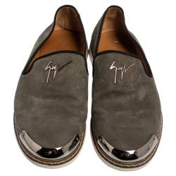 Pre Owned Giuseppe Zanotti Grey Suede Slip On Sneakers Size 43.5