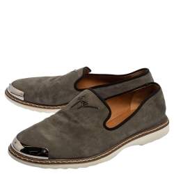 Pre Owned Giuseppe Zanotti Grey Suede Slip On Sneakers Size 43.5