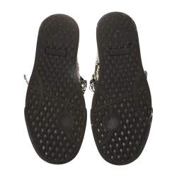 Pre Owned Giuseppe Zanotti Black/Cream Python Embossed Leather Coby High Top Sneakers Size 44