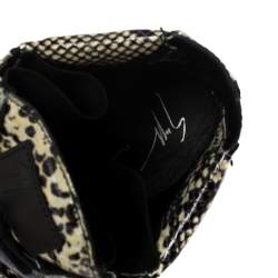 Pre Owned Giuseppe Zanotti Black/Cream Python Embossed Leather Coby High Top Sneakers Size 44