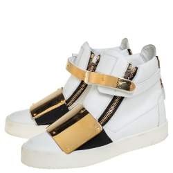 Pre Owned Giuseppe Zanotti White Leather High Top Sneakers Size 40