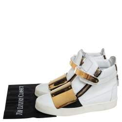 Pre Owned Giuseppe Zanotti White Leather High Top Sneakers Size 40