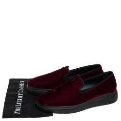 Giuseppe Zanotti Burgundy Velvet Slip On Sneakers Size 42