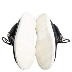 Pre Owned Giuseppe Zanotti Black Leather, Mesh Side Zip Sneakers Size 42