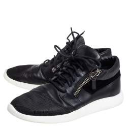 Pre Owned Giuseppe Zanotti Black Leather, Mesh Side Zip Sneakers Size 42