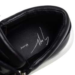 Pre Owned Giuseppe Zanotti Black Leather, Mesh Side Zip Sneakers Size 42