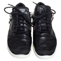 Pre Owned Giuseppe Zanotti Black Leather, Mesh Side Zip Sneakers Size 42