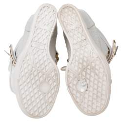 Giuseppe Zanotti White Croc Embossed And Leather Lorenz Wedge High Top Sneakers Size 38