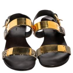 Pre Owned Giuseppe Zanotti Two Tone Python Leather Zak Slingback Sandals Size 42