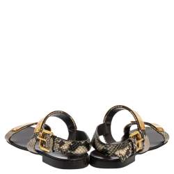 Pre Owned Giuseppe Zanotti Two Tone Python Leather Zak Slingback Sandals Size 42