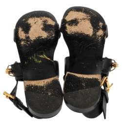 Giuseppe Zanotti Black Leather Zak Flat Sandals Size 41