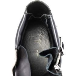 Pre Owned Giuseppe Zanotti Black Leather Buckle Detail High Top Sneakers Size 44