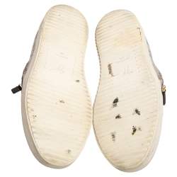 Pre Owned Gluseppe Zanotti Beige Snakeskin Embossed Leather Zip Detail Slip-on Sneakers Size 42.5