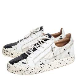 Giuseppe Zanotti White Python Embossed Leather May London Low Top Sneakers Size 41