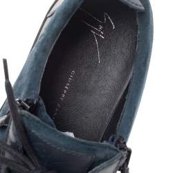 Pre Owned Giuseppe Zanotti Blue Suede And Leather Dona Low Top Sneakers Size 42