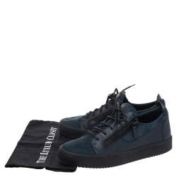 Pre Owned Giuseppe Zanotti Blue Suede And Leather Dona Low Top Sneakers Size 42