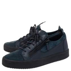 Pre Owned Giuseppe Zanotti Blue Suede And Leather Dona Low Top Sneakers Size 42