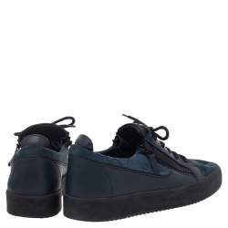 Pre Owned Giuseppe Zanotti Blue Suede And Leather Dona Low Top Sneakers Size 42