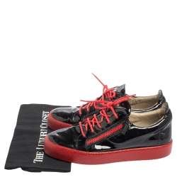 Giuseppe Zanotti Black/Red Patent Leather Frankie Low Top Sneakers Size 42