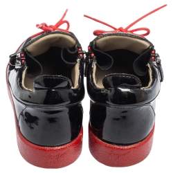 Giuseppe Zanotti Black/Red Patent Leather Frankie Low Top Sneakers Size 42