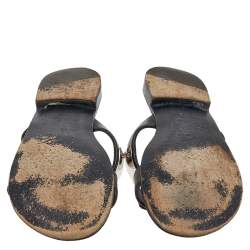 Pre Owned Guiseppe Zanotti Black Leather Slide Sandals Size 41.5