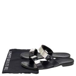 Pre Owned Guiseppe Zanotti Black Leather Slide Sandals Size 41.5