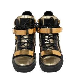 Giuseppe Zanotti Metallic Green Croc Embossed Leather Coby High Top Sneakers Size 40.5