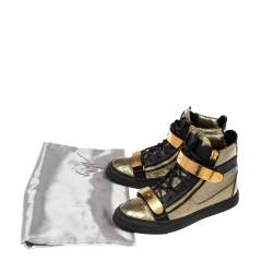 Giuseppe Zanotti Metallic Green Croc Embossed Leather Coby High Top Sneakers Size 40.5