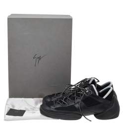Giuseppe Zanotti Black Mesh And Leather Low Top Sneakers Size 44