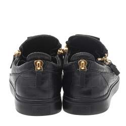 Giuseppe Zanotti Black Croc Embossed Leather London Low Top Sneakers Size 45