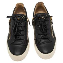 Pre Owned Giuseppe Zanotti Black Leather Frankie Sneakers Size 42