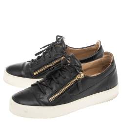 Pre Owned Giuseppe Zanotti Black Leather Frankie Sneakers Size 42
