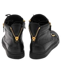 Pre Owned Giuseppe Zanotti Black-Blue Croc Embossed Leather London High Top Sneakers Size 42