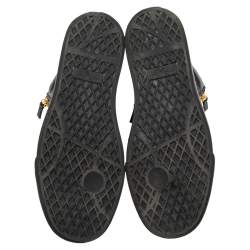 Pre Owned Giuseppe Zanotti Black-Blue Croc Embossed Leather London High Top Sneakers Size 42