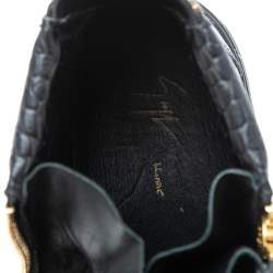 Pre Owned Giuseppe Zanotti Black-Blue Croc Embossed Leather London High Top Sneakers Size 42