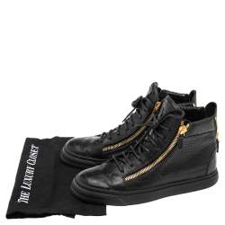 Pre Owned Giuseppe Zanotti Black-Blue Croc Embossed Leather London High Top Sneakers Size 42