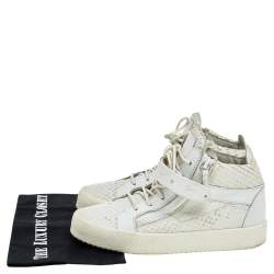 Giuseppe Zanotti White Python Embossed Leather Coby High Top Sneakers Size 41