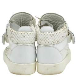 Giuseppe Zanotti White Python Embossed Leather Coby High Top Sneakers Size 41