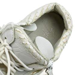 Giuseppe Zanotti White Python Embossed Leather Coby High Top Sneakers Size 41
