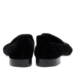 Pre Owned Giuseppe Zanotti Black Velvet Crystal Embellished Smoking Slippers Size 46